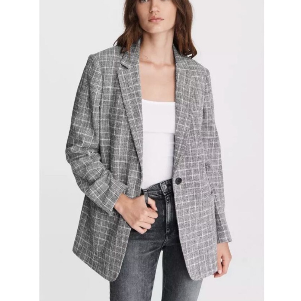 Rag & Bone Ames Deconstructed Check Cotton Relaxed Fit Blazer